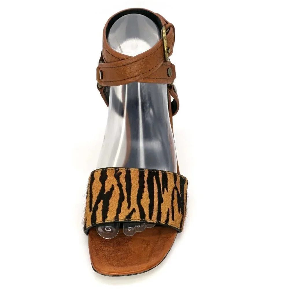 Donald J. Pliner Ding Calf Hair Strappy Ankle Heel Sandals Shoes Women's 8M